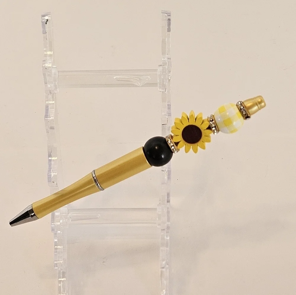Hand Crafted Halloween Pens Fall & Floral Beaded Set of 3 Ballpoint Black Ink 6
